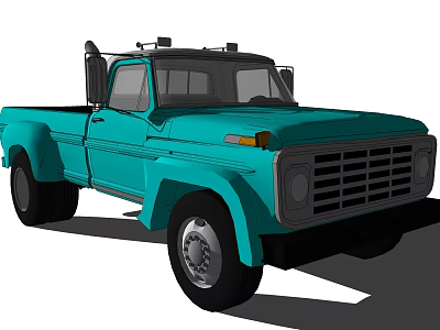 Blue Vintage Truck Exterior Design With Classic Retro Style And Chrome Details 3d model