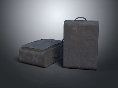 Dark Gray Textile Luggage Set with Handles for Fashion Travel Accessories 3d model