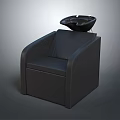 Black Leather Barber Chair With Armrests And Shampoo Basin On Top