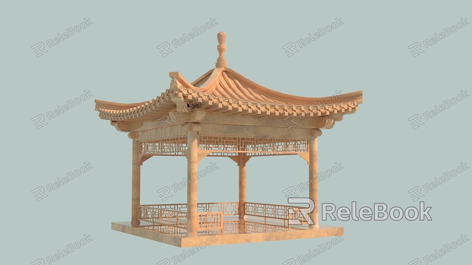 gazebo Chinese style gazebo pavilion evening glow red four corner pavilion model