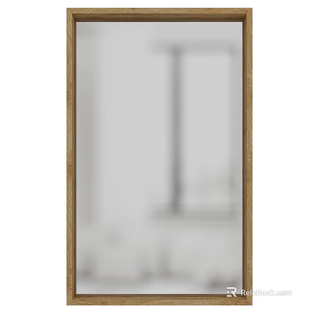Elegant Wall Mounted Mirror With Wooden Frame For Modern Home Decor 3d model 