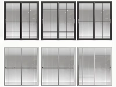 Modern Sliding Doors With Glass Panels And Metal Frames For Home Interior 3d model