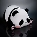 Cute Adorable Cartoon Panda Character in Lying Pose with Pink Paws for Game or Movie