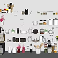 Organized Kitchenware Display With Utensils Storage Jars And Small Decorative Plants