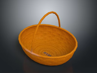 Orange Woven Storage Basket With Handle For Home Decor And Organization Use 3d model