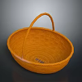 Orange Woven Storage Basket With Handle For Home Decor And Organization Use