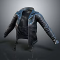 Stylish Black Leather Jacket With Hooded Design And Zipper For Modern Casual Wear