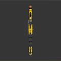 Futuristic Yellow Gun With Black Orange Accents Scope Barrel Grip And Bullet Shell