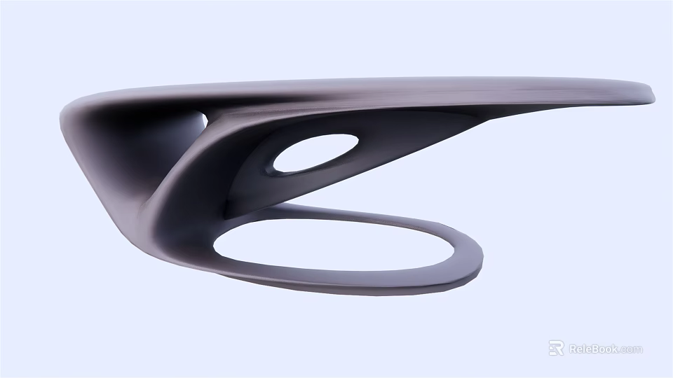 Modern Curved Dining Table With Sleek Lines And Oval Cutouts In Minimalist Design 3d model 
