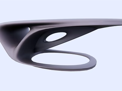 Modern Curved Dining Table With Sleek Lines And Oval Cutouts In Minimalist Design 3d model