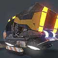 Futuristic Sci Fi Engineering Vehicle With Yellow Lights And Mechanical Bucket