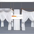 Elegant White Curtains With Different Styles Hanging On Bamboo Rods For Home Decoration