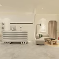 Modern Clothing Store Interior With Green Dress Mannequin Hanging Clothes And Display Racks