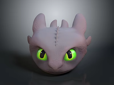 Cute Animated Dragon Character With Purple Head And Green Eyes 3d model