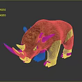 Brown Rhinoceros with Detailed Fur Texture 3D Model in Standing Pose