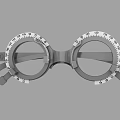 Gray Double Circular Frame Jewelry With Decorative Scales And Temple Details