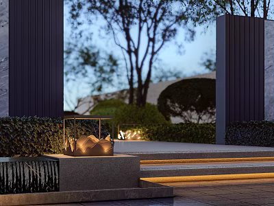 Outdoor Light Providing Soft Illumination For Garden Steps And Greenery At Dusk 3d model