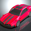 Red Two Door Sports Car Featuring Black Stripes Modern Design And Sleek Exterior