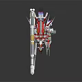 Game Movie Character Red And White Mecha With Long Rifle Mechanical Parts And Decorative Details
