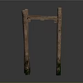 Simple Rustic Wooden Platform Frame With Planked Top And Green Based Posts