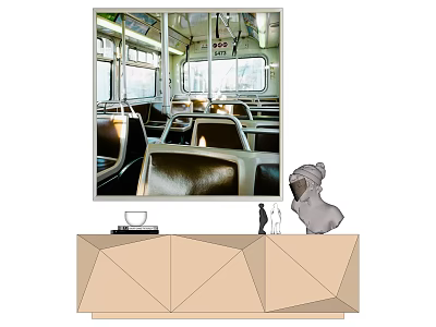Vintage Bus Interior With Leather Seats And Large Windows View 3d model