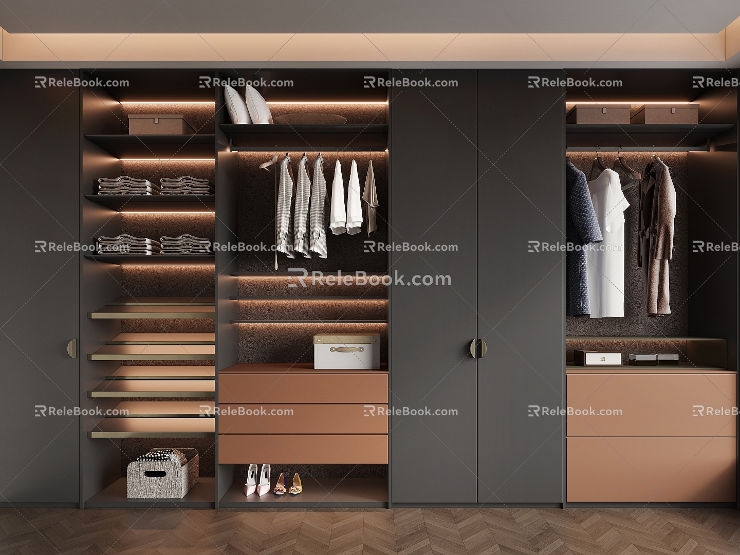 Cloakroom Corner Wardrobe Open Cloakroom Wardrobe 3d model