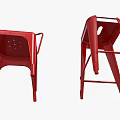 Red Metal Leisure Chair And Stool Modern Design For Casual Seating