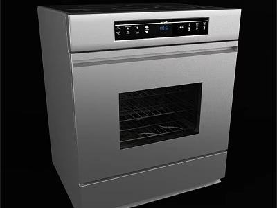 Stainless Steel Kitchen Electric Oven With Glass Door Control Panel And Interior Rack 3d model