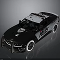 Modern Black And White Police Car With Roof Lights And POLICE Logo