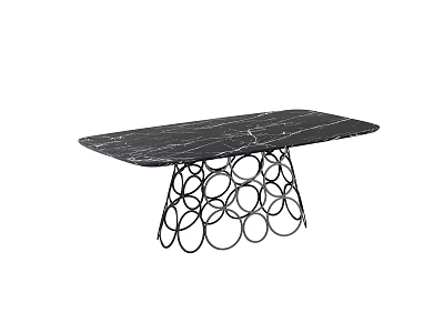 Modern Minimalist Coffee Table With Black Marble Top And Metal Ring Base Design 3d model