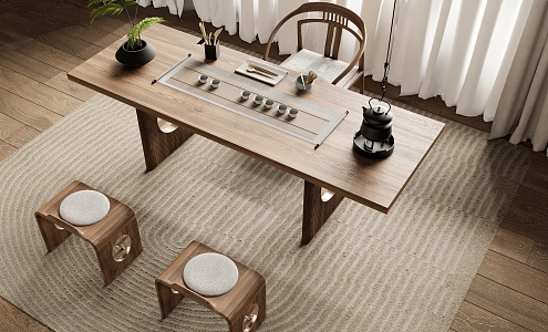 New Chinese Tea Table Tea Chair Combination 3d model