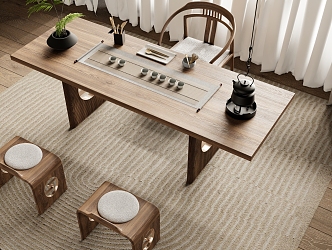 New Chinese Tea Table Tea Chair Combination 3d model