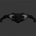 Black Armored Humanoid Character 3D Render With Horned Head And Mechanical Armor