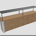 Wooden Sideboard Cabinet With Black Top Shelf And Stone Base Design