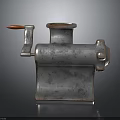 Silver Electric Meat Grinder With Red Handle And Metal Construction Design