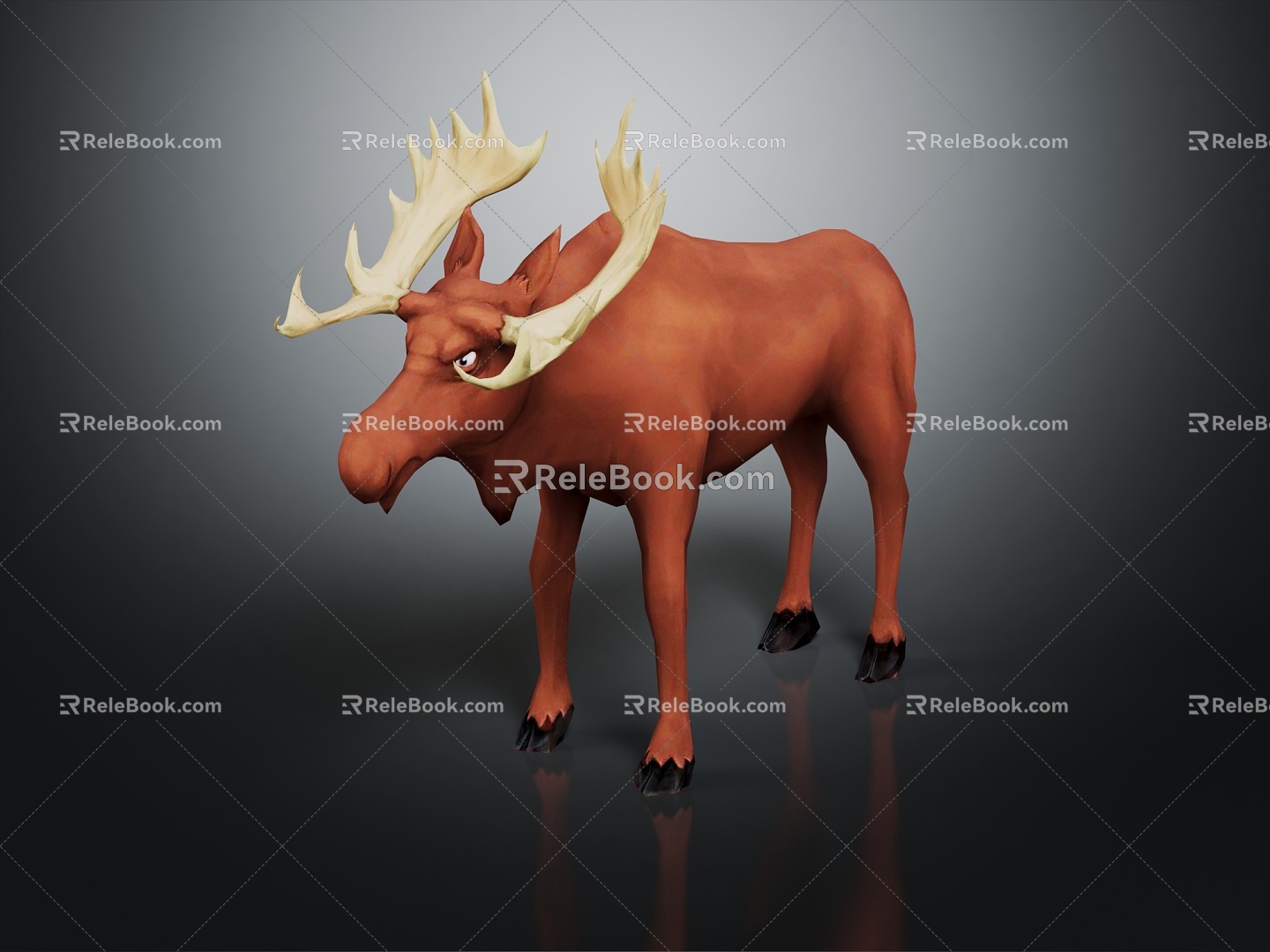 Modern Deer Cartoon Deer Elk Moose 3d model