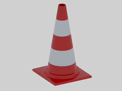 Red And White Reflective Traffic Cone For Road Safety And Construction Zones 3d model