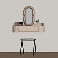 Modern Makeup Table Makeup Stool Combination 3d model