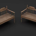 Vintage Wooden Armchair With Carved Backrest Armrests And Turned Legs