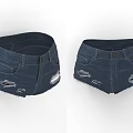 Dark Blue Denim Shorts With Distressed Design And Functional Pockets