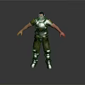 3D Male Warrior Character In Armor Standing With Open Arms On Gray Background