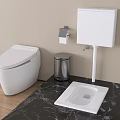 Modern Toilet Design Featuring Sitting Squat Models Trash Can Paper Holder Black Marble Countertop