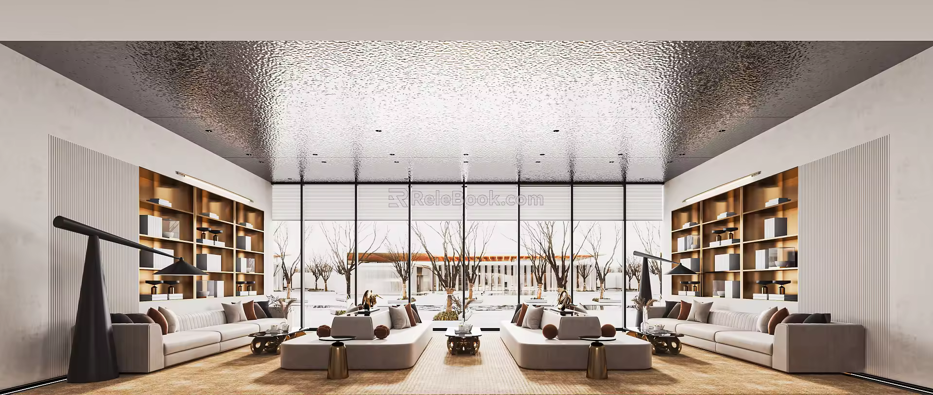 Modern Reception Area Sales Office Negotiation Area Sofa Coffee Table Combination Sand Table Front Desk Wine Rack Art Chandelier Display Cabinet 3d model