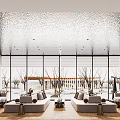Modern Reception Area Sales Office Negotiation Area Sofa Coffee Table Combination Sand Table Front Desk Wine Rack Art Chandelier Display Cabinet 3d model