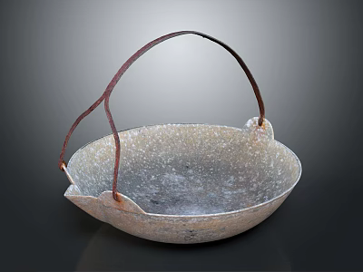 Vintage Metal Commercial Equipment Basin With Rustic Handle For Industrial Use 3d model
