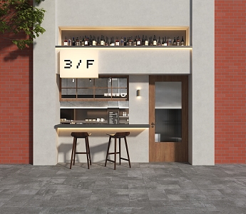 Cafe Door Head Coffee Shop Door Head Coffee Door Head Industrial Style Cafe Door Head Door Head Design Door Head 3d model