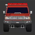 Red Fire Truck Model With Open Rear Bed And Equipment On Reflective Surface 3d model