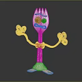 Furniture Decorative Fork Figurine With Red Yarn Arms Face And Tie
