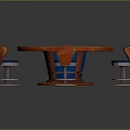 Professional Round Gaming Table with Colorful Poker Layout and Blue Orange Chairs