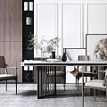 Modern Dining Table and Chair Combination Marble Dining Table and Chair Combination 3d model